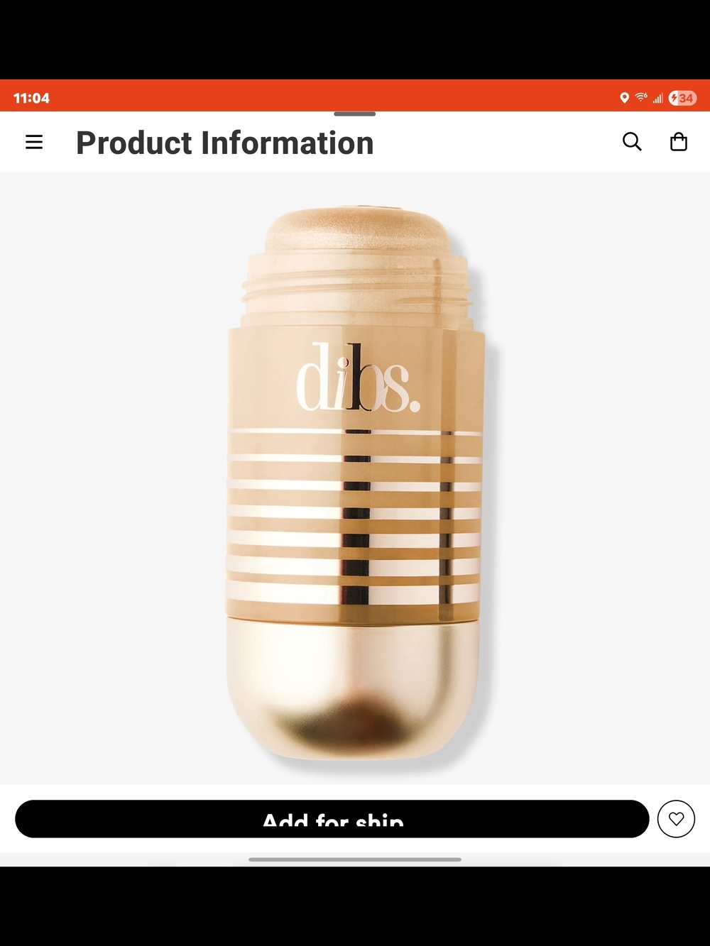 dibs. Cream Highlighter Stick — Champagne Glow